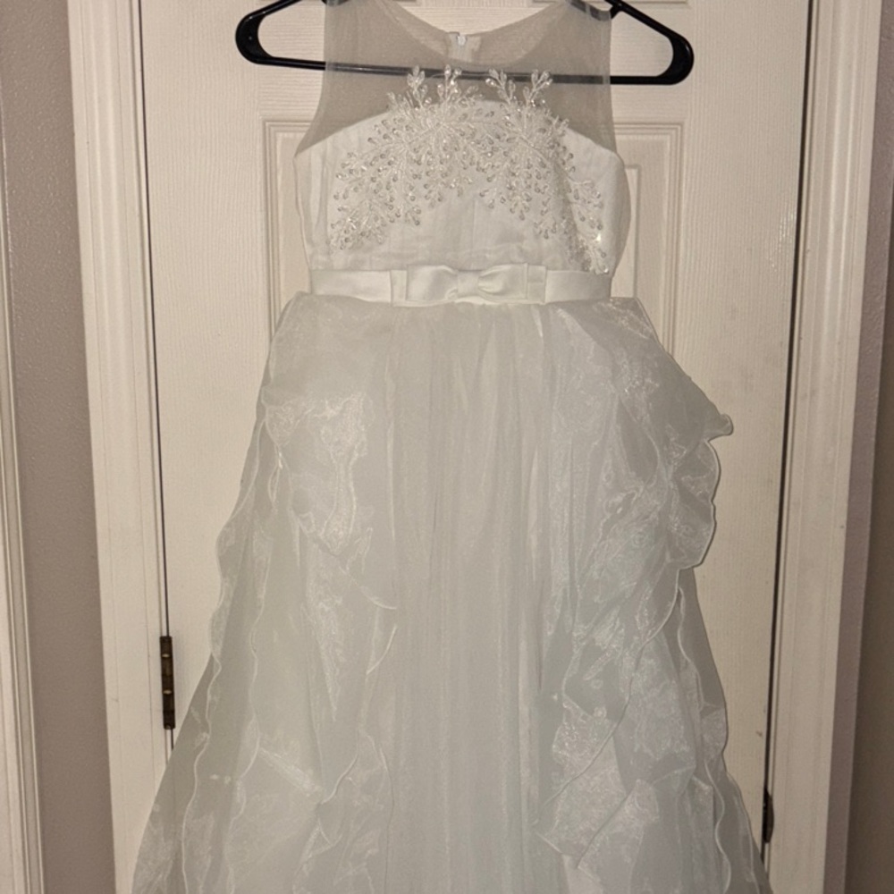Charming Ivory Kids Dress with Embellishments